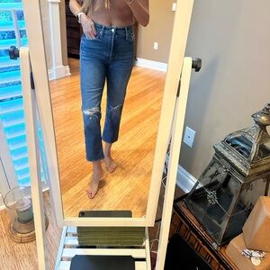 MOTHER Distressed Blue Ankle Jeans